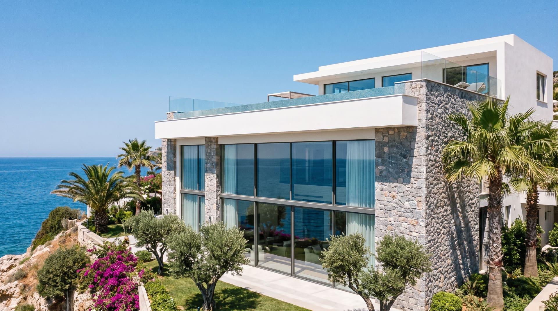 Modern boutique hotel exterior in Cyprus