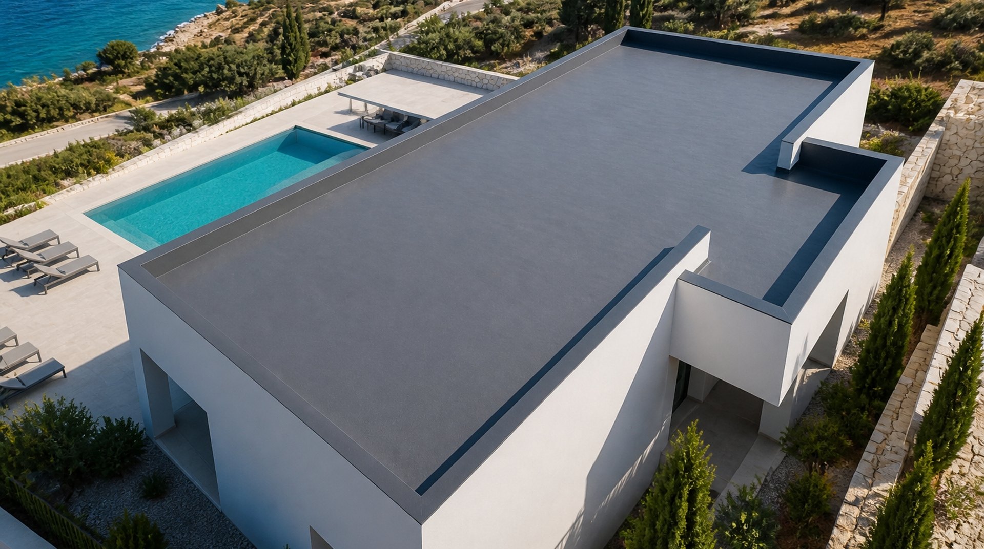 Premium waterproofed flat roof overlooking the Mediterranean